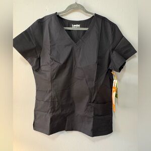 🆕 Landau Black Scrub Top Stretch